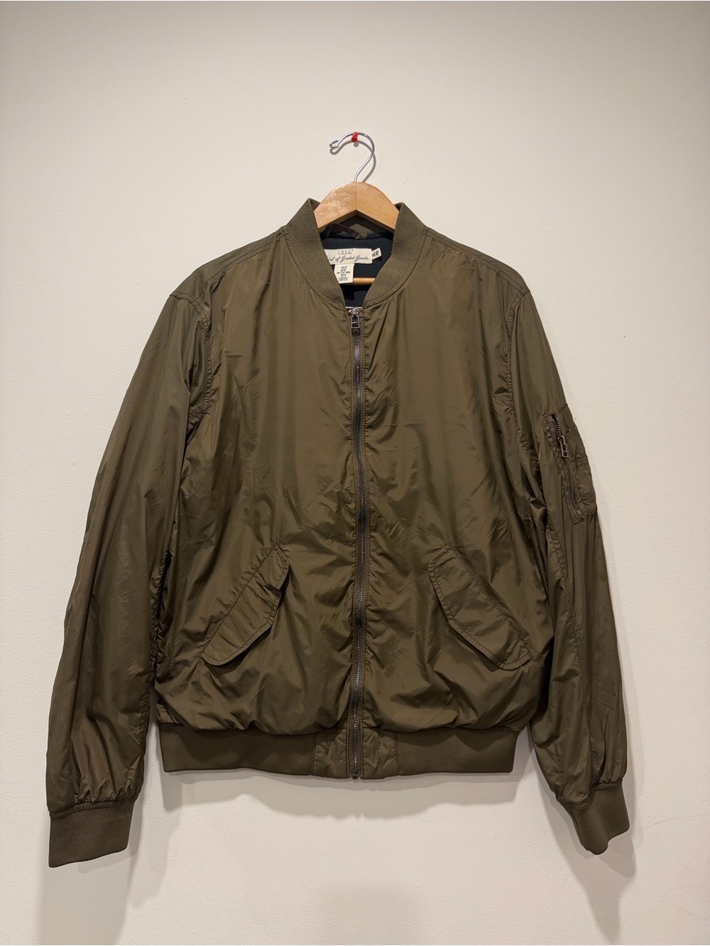 H&M Olive Bomber Jacket in Dark Olive